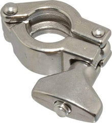 VNE - 3/4", Clamp Style, Sanitary Stainless Steel Pipe Clamp with Wing Nut - Tube OD Connection, Grade 304 - Benchmark Tooling