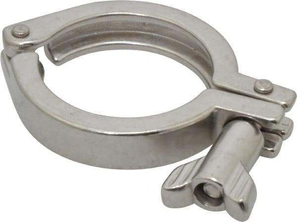 VNE - 2", Clamp Style, Sanitary Stainless Steel Pipe Clamp with Wing Nut - Grade 304 - Benchmark Tooling