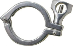 VNE - 2", Clamp Style, Sanitary Stainless Steel Pipe Clamp with Holed Wing Nut - Grade 304 - Benchmark Tooling