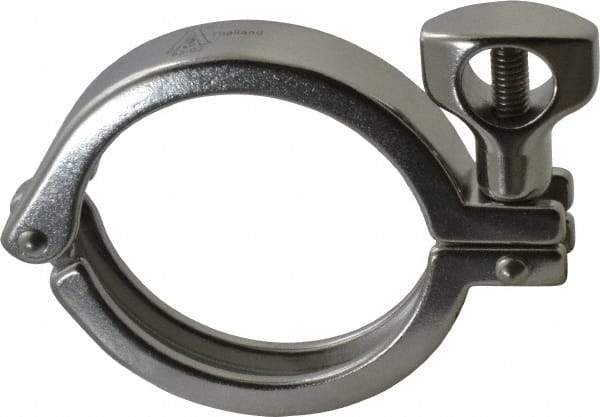 VNE - 2-1/2", Clamp Style, Sanitary Stainless Steel Pipe Clamp with Holed Wing Nut - Grade 304 - Benchmark Tooling