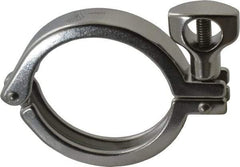 VNE - 2-1/2", Clamp Style, Sanitary Stainless Steel Pipe Clamp with Holed Wing Nut - Grade 304 - Benchmark Tooling