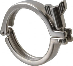 VNE - 3", Clamp Style, Sanitary Stainless Steel Pipe Clamp with Wing Nut - Grade 304 - Benchmark Tooling