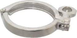 VNE - 3", Clamp Style, Sanitary Stainless Steel Pipe Clamp with Holed Wing Nut - Grade 304 - Benchmark Tooling