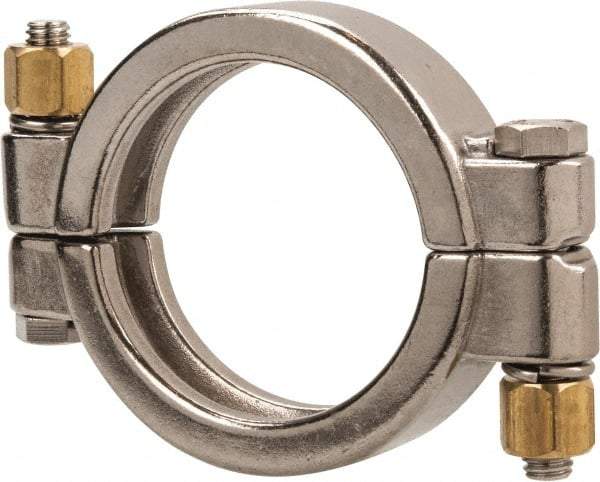 VNE - 2-1/2", Clamp Style, Sanitary Stainless Steel Pipe High Pressure Clamp - Grade 304 - Benchmark Tooling