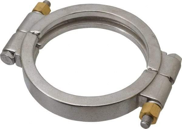 VNE - 4", Clamp Style, Sanitary Stainless Steel Pipe High Pressure Clamp - Grade 304 - Benchmark Tooling