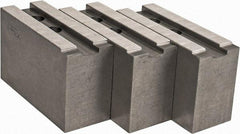 Abbott Workholding Products - 15 to 18" Chuck Capacity, 1.5mm x 60° Serrated Attachment, Square Soft Lathe Chuck Jaw - 3 Jaws, Steel, 1.6929" Btw Mount Hole Ctrs, 6-1/2" Long x 2-1/2" Wide x 4" High, 0.8661" Groove, 0.7874" & 20mm Fastener - Benchmark Tooling