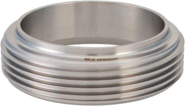 VNE - 2-1/2", Bevel Seat Style, Sanitary Stainless Steel Pipe Short Welding Ferrule - Short Threaded Connection, Grade 304 - Benchmark Tooling