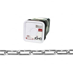 Campbell - #2/0 Welded Straight Link Coil Chain - 520 Lb Capacity, Zinc Plated Finish - Benchmark Tooling