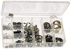 Precision Brand - 265 Piece, 1/8 to 7/8", Steel, E Style External Retaining Ring Assortment - Includes Plastic Case - Benchmark Tooling