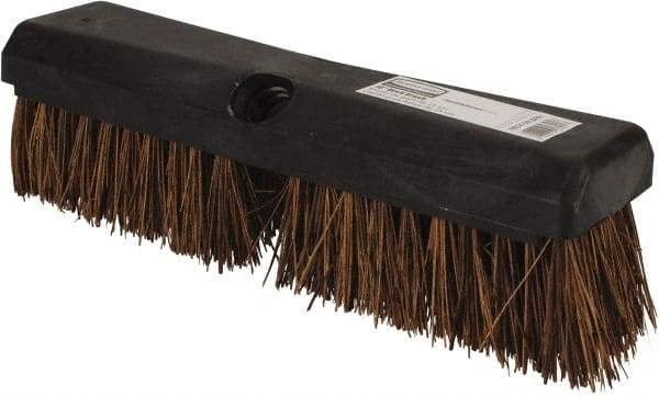 Rubbermaid - 2" Bristle Length, Palmyra Scrub Brush - 10" OAL, Tapered Handle, Brown, Plastic Block - Benchmark Tooling