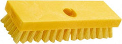 Rubbermaid - 1" Bristle Length, Polypropylene Scrub Brush - 8" OAL, Threaded Handle, Yellow, Plastic Block - Benchmark Tooling