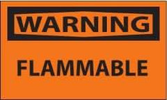 NMC - Warning - Flammable, Pressure Sensitive Vinyl Fire Sign - 5" Wide x 3" High - Benchmark Tooling