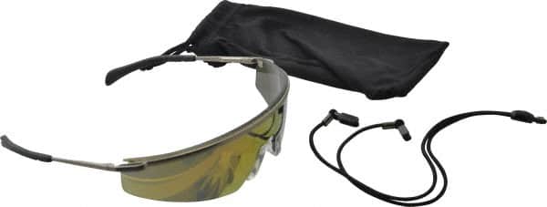 MCR Safety - Fire Lenses, Framed Safety Glasses - Scratch Resistant, Platinum Metal Frame, Size Universal, Wrap Around - Benchmark Tooling