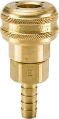 Parker - Hose Barb Industrial Pneumatic Hose Coupler - Brass, 3/8" Body Diam, 1/2" Hose ID - Benchmark Tooling
