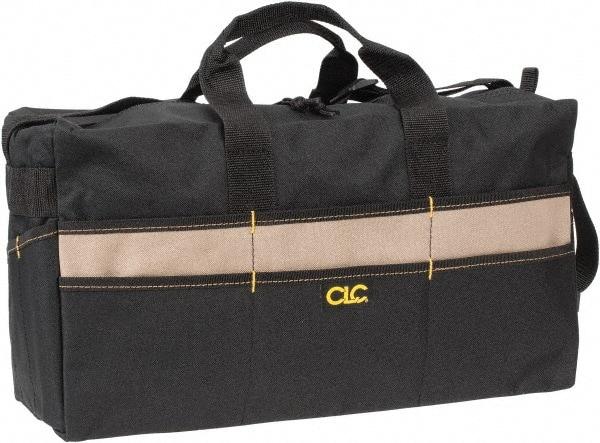 CLC - 17 Pocket Black & Khaki Polyester Tool Bag - 18" Wide x 7" Deep x 9" High - Benchmark Tooling