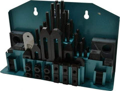 Gibraltar - 52 Piece Fixturing Step Block & Clamp Set with 1" Step Block, 9/16" T-Slot, 3/8-16 Stud Thread - 7/8" Nut Width, 3, 4, 5, 6, 7 & 8" Stud Lengths - Benchmark Tooling