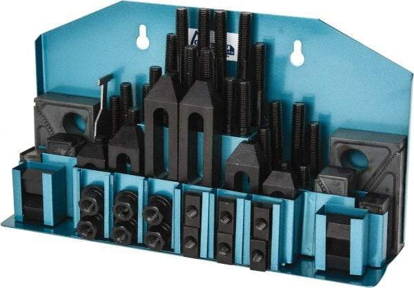 Gibraltar - 52 Piece Fixturing Step Block & Clamp Set with 25mm Step Block, 14mm T-Slot, M12x1.75 Stud Thread - 22mm Nut Width, 80, 110, 125, 150, 175 & 200mm Stud Lengths - Benchmark Tooling