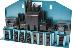 Gibraltar - 52 Piece Fixturing Step Block & Clamp Set with 25mm Step Block, 16mm T-Slot, M12x1.75 Stud Thread - 25mm Nut Width, 80, 110, 125, 150, 175 & 200mm Stud Lengths - Benchmark Tooling