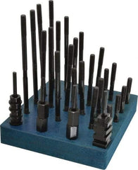 Gibraltar - 38 Piece, 3/8-16 Stud, 1/2" T Slot, T Nut & Stud Kit - 7/8" T-Slot Nut Width, 3, 4, 5, 6, 7, 8" Stud Lengths - Benchmark Tooling