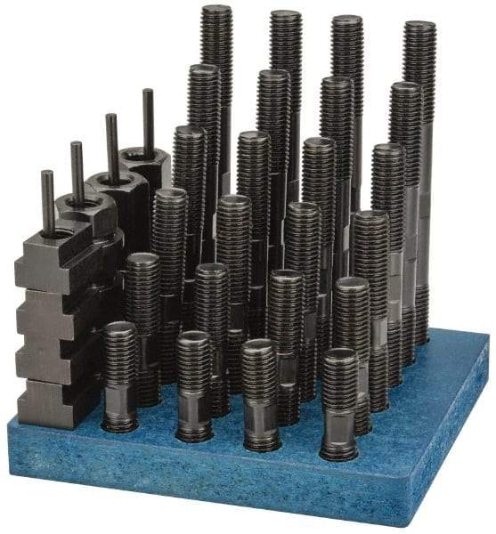 Gibraltar - 38 Piece, 3/4-10 Stud, 13/16" T Slot, T Nut & Stud Kit - 1-1/4" T-Slot Nut Width, 3, 4, 5, 6, 7, 8" Stud Lengths - Benchmark Tooling