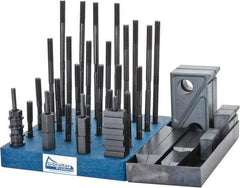 Gibraltar - 50 Piece Fixturing Step Block & Clamp Set with 1" Step Block, 1/2" T-Slot, 3/8-16 Stud Thread - 7/8" Nut Width, 3, 4, 5, 6, 7 & 8" Stud Lengths - Benchmark Tooling