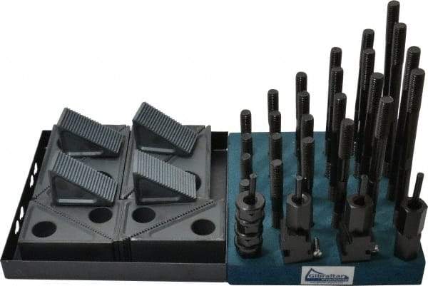 Gibraltar - 50 Piece Fixturing Step Block & Clamp Set with 1-1/2" Step Block, 11/16" T-Slot, 1/2-13 Stud Thread - 1-1/8" Nut Width, 3, 4, 5, 6, 7 & 8" Stud Lengths - Benchmark Tooling