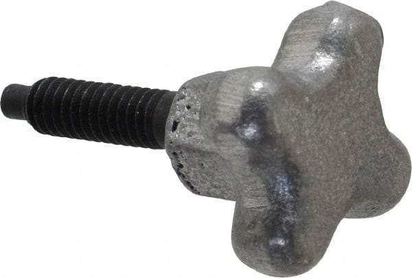 Gibraltar - 1/4-20 Lobed Shoulder Dog Point Tip Steel Thumb Screw - 1-3/4" OAL, 1-1/8" Head Diam x 3/4" Head Height, Black Oxide Finish - Benchmark Tooling
