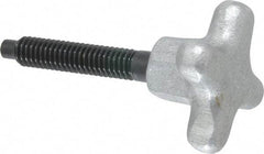 Gibraltar - 5/16-18 Lobed Shoulder Dog Point Tip Steel Thumb Screw - 2-5/8" OAL, 1-1/2" Head Diam x 7/8" Head Height, Black Oxide Finish - Benchmark Tooling