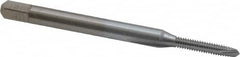 Made in USA - #2-56 UNC, 2 Flute, Chrome Finish, High Speed Steel Spiral Point Tap - Plug Chamfer, Right Hand Thread, 1-3/4" OAL, 7/16" Thread Length, 0.141" Shank Diam, 2B Class of Fit - Exact Industrial Supply