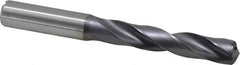 Kennametal - 1/2" 140° Solid Carbide Jobber Drill - TiAlN Finish, Right Hand Cut, Spiral Flute, Straight Shank, 4.8819" OAL, Standard Point - Benchmark Tooling
