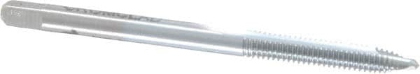 Made in USA - #6-40 UNF, 2 Flute, Chrome Finish, High Speed Steel Spiral Point Tap - Plug Chamfer, Right Hand Thread, 2" OAL, 11/16" Thread Length, 0.141" Shank Diam, 2B/3B Class of Fit - Exact Industrial Supply