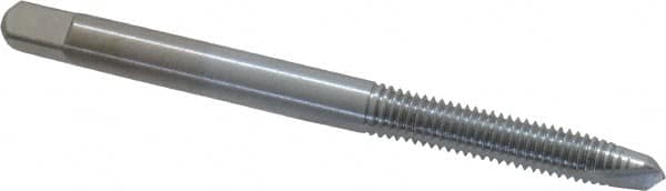 Made in USA - #10-32 UNF, 2 Flute, Chrome Finish, High Speed Steel Spiral Point Tap - Plug Chamfer, Right Hand Thread, 2-3/8" OAL, 7/8" Thread Length, 0.194" Shank Diam, 2B Class of Fit - Exact Industrial Supply
