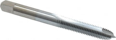 Made in USA - 1/4-28 UNF, 2 Flute, Chrome Finish, High Speed Steel Spiral Point Tap - Plug Chamfer, Right Hand Thread, 2-1/2" OAL, 1" Thread Length, 0.255" Shank Diam - Exact Industrial Supply