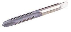 Made in USA - M2.2x0.45 Metric Coarse, 2 Flute, Chrome Finish, High Speed Steel Spiral Point Tap - Plug Chamfer, Right Hand Thread, 1-3/4" OAL, 7/16" Thread Length, 0.141" Shank Diam - Exact Industrial Supply