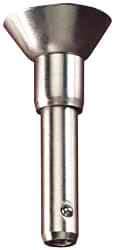 Jergens - 1/4" Diam, 1/2" Usable Length, Button Handle, Push Button Quick Release Pin - 1-3/4" Overall Length, Grade 17-4 Stainless Steel, Passivated Finish - Benchmark Tooling