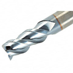 Iscar - 5/8", 1-1/4" LOC, 5/8" Shank Diam, 3-1/2" OAL, 3 Flute, Solid Carbide Square End Mill - Single End, TiAlN Finish, Spiral Flute, 45° Helix, Right Hand Cut, Right Hand Flute - Benchmark Tooling