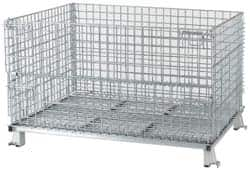 Nashville Wire - 48" Long x 40" Wide x 30" High Steel Basket-Style Bulk Folding Wire Stackable Container - 4,000 Lb. Load Capacity - Benchmark Tooling