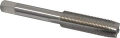 Interstate - 7/16-27 UNS 3B 4 Flute Bright Finish High Speed Steel Straight Flute Standard Hand Tap - Plug, Right Hand Thread, 3-5/32" OAL, H3 Limit, Oversize - Exact Industrial Supply