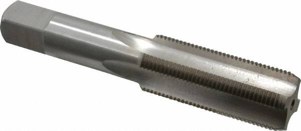 Interstate - 7/8-16 UNS 3B 4 Flute Bright Finish High Speed Steel Straight Flute Standard Hand Tap - Bottoming, Right Hand Thread, 4-11/16" OAL, H4 Limit, Oversize - Benchmark Tooling