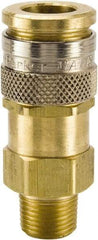 Parker - 1/2-14 Male NPTF European High Flow Pneumatic Hose Coupler - Brass, 3/8" Body Diam - Benchmark Tooling