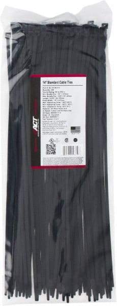 Made in USA - 14-1/4" Long Black Nylon Standard Cable Tie - 50 Lb Tensile Strength, 1.32mm Thick, 101.6mm Max Bundle Diam - Benchmark Tooling