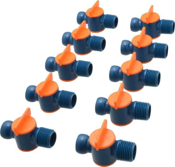 Loc-Line - 10 Piece, 1/2" ID Coolant Hose NPT Valve - Male to Female Connection, Acetal Copolymer Body, 1/2 NPT, Use with Loc-Line Modular Hose Systems - Benchmark Tooling