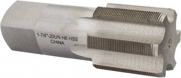 Interstate - 1-7/8 - 20 UNS 3B 6 Flute Bright Finish High Speed Steel Straight Flute Standard Hand Tap - Bottoming, Right Hand Thread, 5" OAL, H6 Limit, Oversize - Exact Industrial Supply