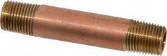 Merit Brass - 2" Long, 1/8" Pipe Threaded Brass Pipe Nipple - BSPT Thread, Red Brass - Benchmark Tooling