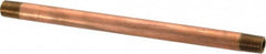 Merit Brass - 6" Long, 1/8" Pipe Threaded Brass Pipe Nipple - BSPT Thread, Red Brass - Benchmark Tooling