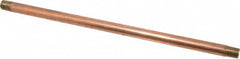 Merit Brass - 12" Long, 1/4" Pipe Threaded Brass Pipe Nipple - BSPT Thread, Red Brass - Benchmark Tooling