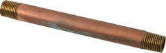 Merit Brass - 5" Long, 1/4" Pipe Threaded Brass Pipe Nipple - BSPT Thread, Red Brass - Benchmark Tooling