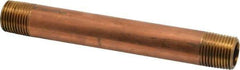 Merit Brass - 6" Long, 1/2" Pipe Threaded Brass Pipe Nipple - BSPT Thread, Red Brass - Benchmark Tooling