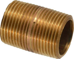 Merit Brass - 1-3/8" Long, 3/4" Pipe Threaded Brass Pipe Nipple - BSPT Thread, Red Brass - Benchmark Tooling
