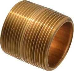 Merit Brass - 1-3/4" Long, 1-1/2" Pipe Threaded Brass Pipe Nipple - BSPT Thread, Red Brass - Benchmark Tooling
